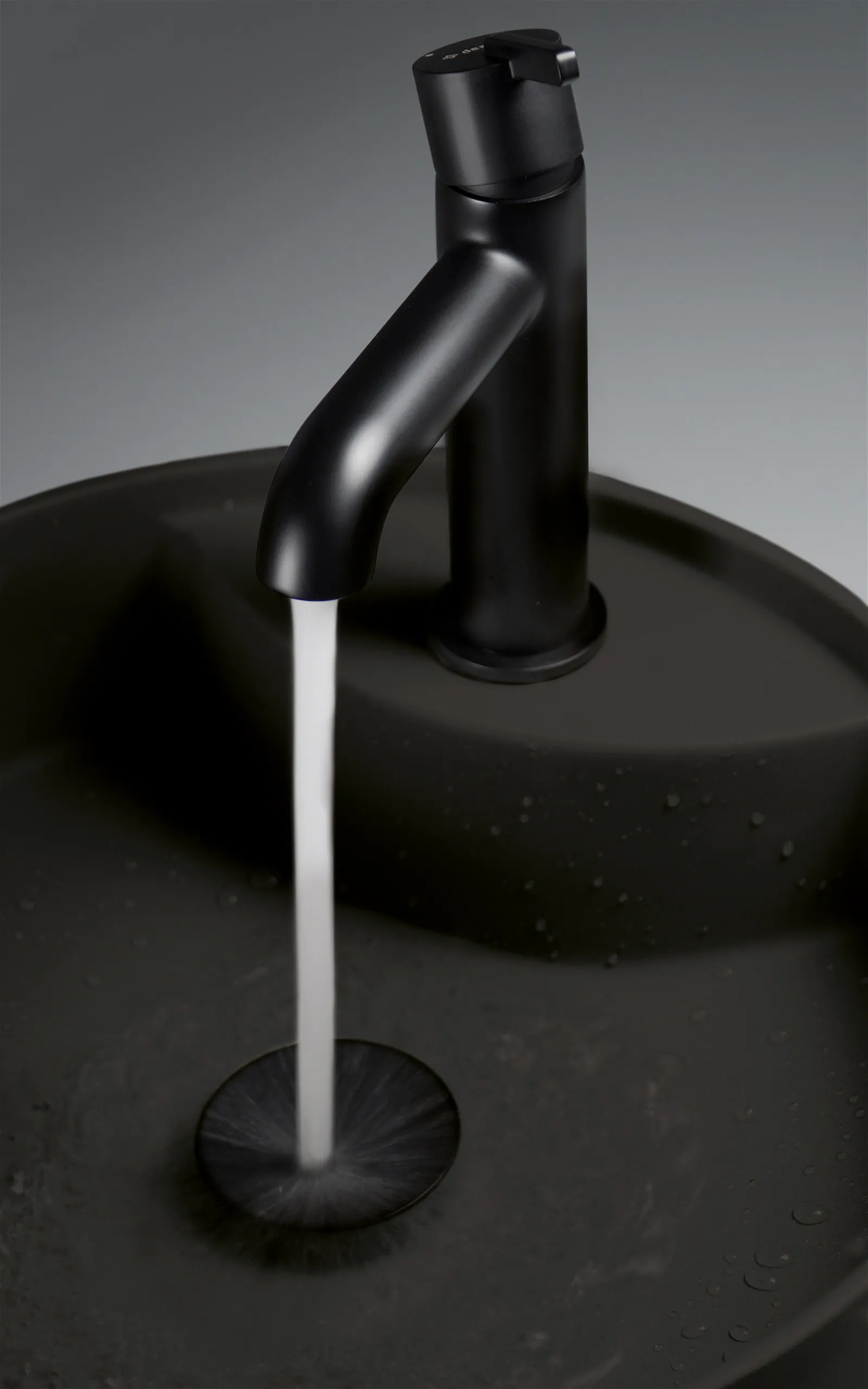 Deante umywalka Silia granitowa nablatowa - z wyspą na baterię czarny mat